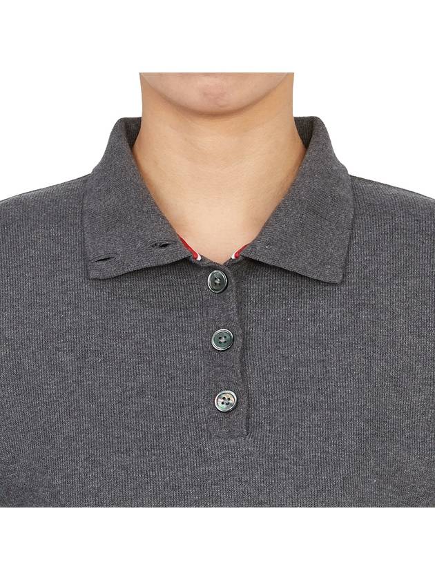 Double Face 4 Bar Polo Knit Top Dark Grey - THOM BROWNE - BALAAN 11