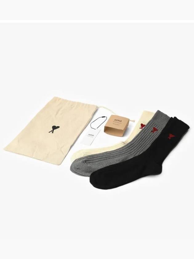 Heart Logo 3 Pack Socks - AMI - BALAAN 5