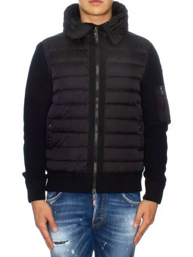 Logo Patch Padded Wool Cardigan Black - MONCLER - BALAAN 9