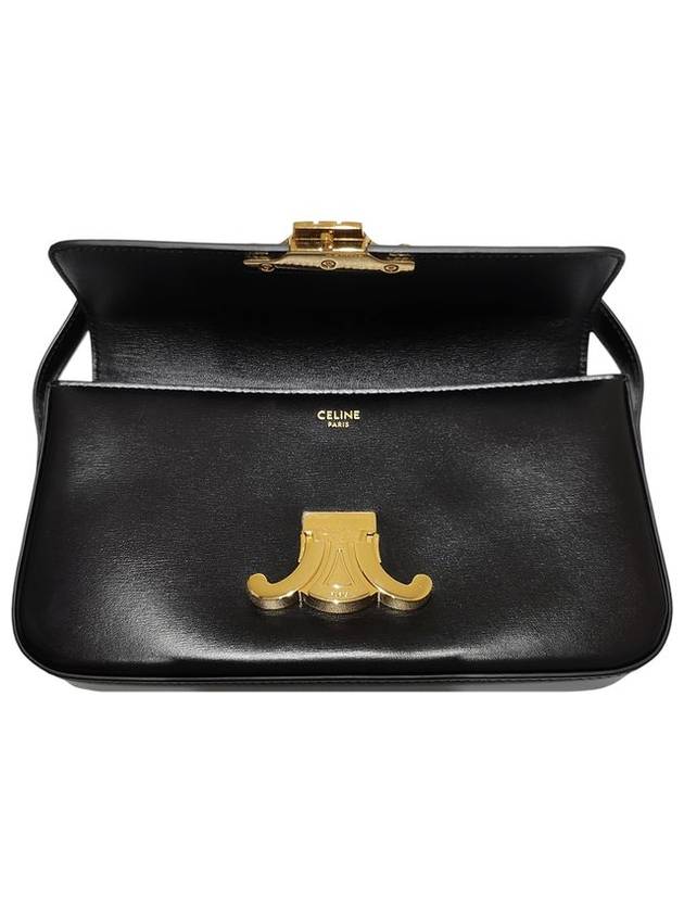 Celine 194143BF4 38NO Black Shiny Calfskin Triomphe Claude Shoulder Bag - CELINE - BALAAN 8