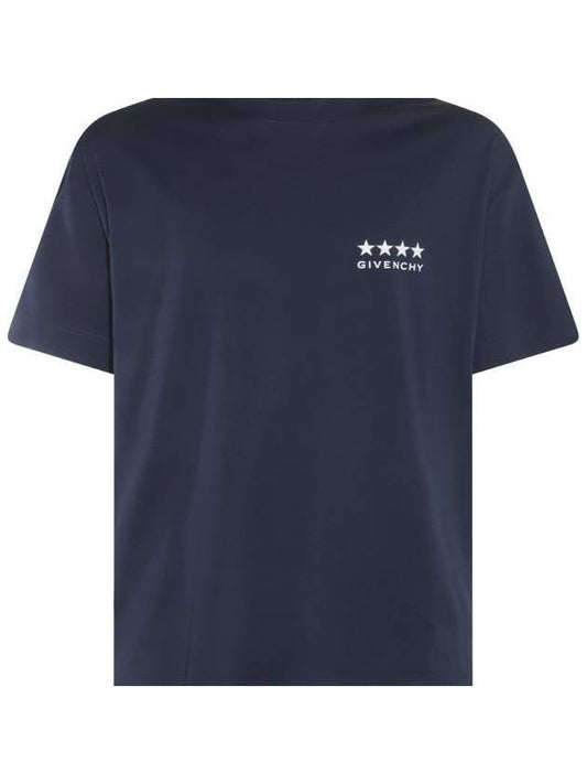 Logo Print Short Sleeve T-Shirt Blue - GIVENCHY - BALAAN 1