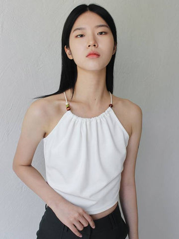 Halterneck Wooden Beads Top Ivory - RUBATI - BALAAN 1