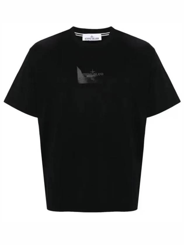 Logo Print Short Sleeve T-Shirt Black - STONE ISLAND - BALAAN 2