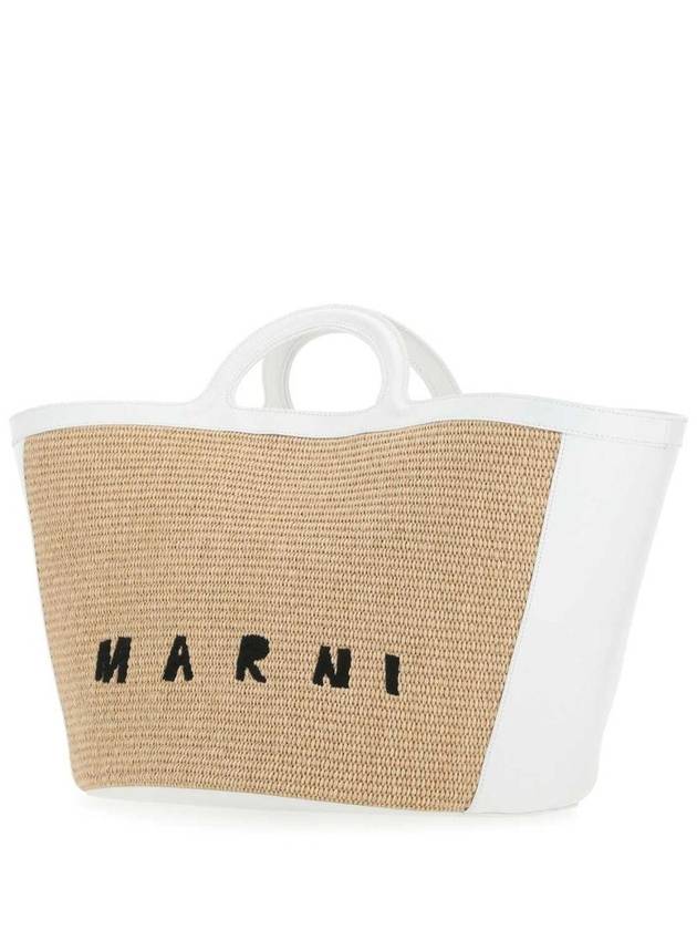 Tropicalia Embroidered Logo Raffia Tote Bag Beige - MARNI - BALAAN 3