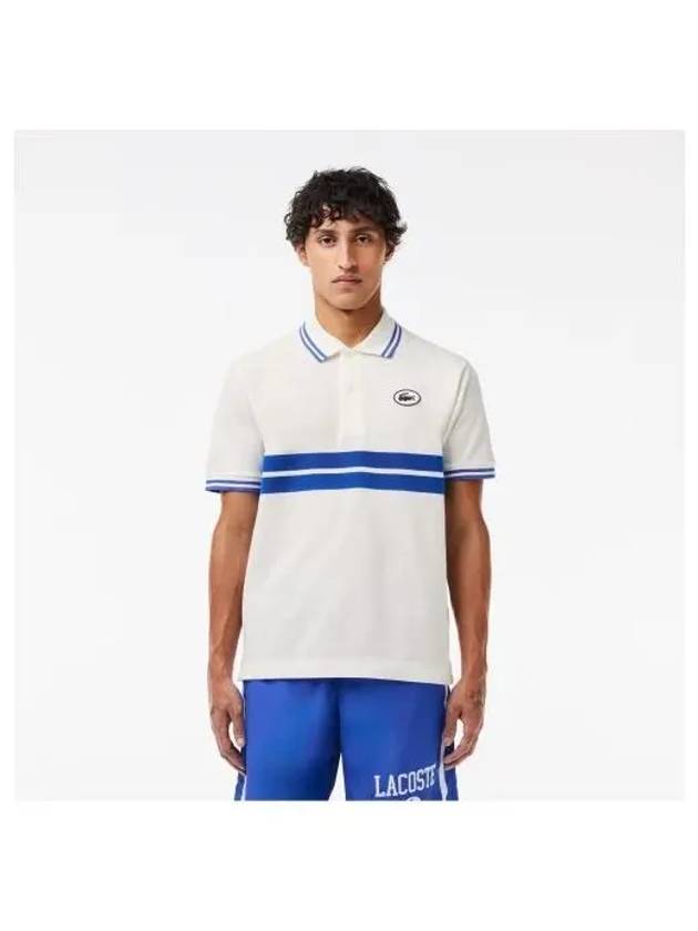 Men s Color Tipping Puff Badge Match Polo White - LACOSTE - BALAAN 1