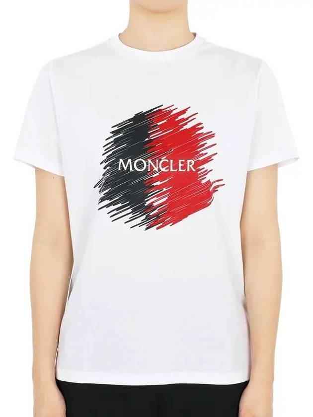 Kids Infant Scribble Logo Short Sleeve White 8C00022 89AFV 002 12 14A Adults can wear - MONCLER - BALAAN 1