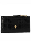 Skull Crocodile Embossed Zipper Card Wallet Black - ALEXANDER MCQUEEN - BALAAN 2