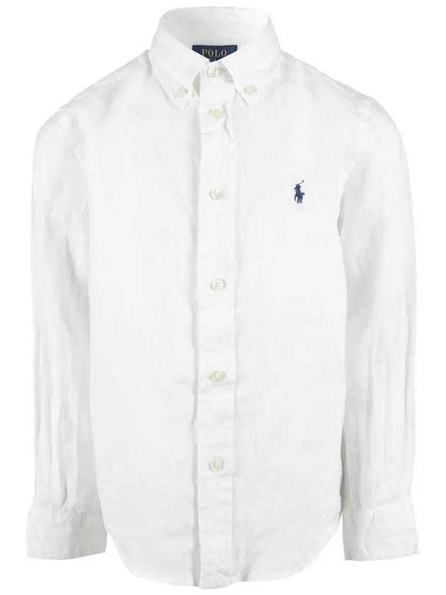 23SS Kids Women's Pony Embroidery Linen Shirt White 865270 005 - POLO RALPH LAUREN - BALAAN 2