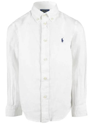 23SS Kids Women's Pony Embroidery Linen Shirt White 865270 005 - POLO RALPH LAUREN - BALAAN 1