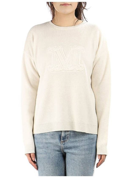 Aster M Logo Cashmere Knit Top Ivory - MAX MARA - BALAAN 2