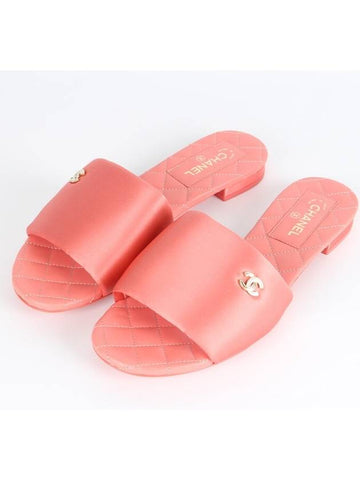 CC logo satin mule pink 37 5 - CHANEL - BALAAN 1