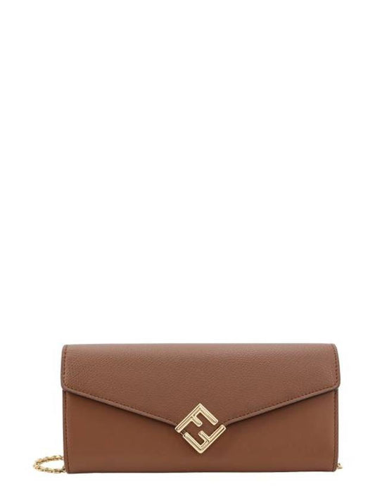 FF Diamond Continental Chain Long Wallet Brown - FENDI - BALAAN 1