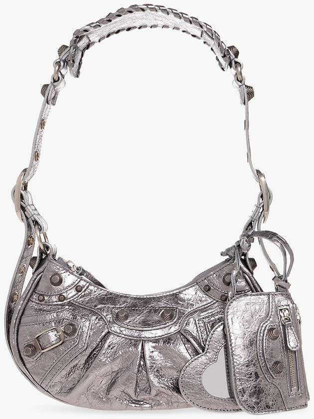 Metallic Le Cagol XS Lambskin Shoulder Bag Dark Silver - BALENCIAGA - BALAAN 2