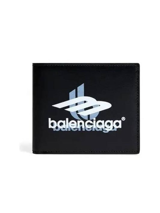 Logo Print Leather Half Wallet Black - BALENCIAGA - BALAAN 2