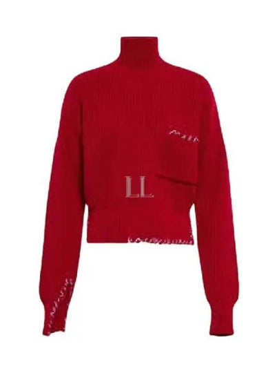 Stitch Unfinished Cut Wool Turtleneck Red - MARNI - BALAAN 2