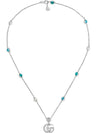 GG Marmont Double Pendant Necklace YBB527399001 Silver Blue - GUCCI - BALAAN 1