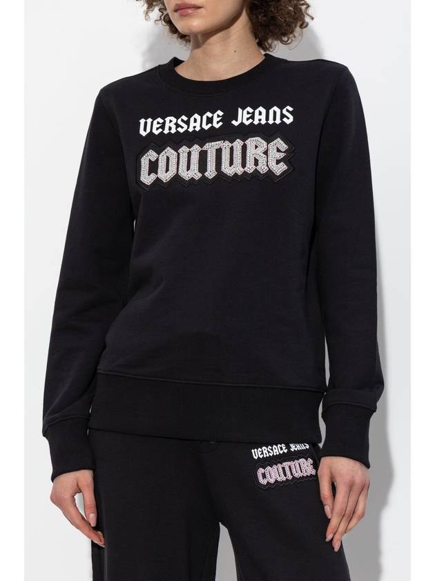 Versace Jeans Couture Sweatshirt With Shimmering Appliqués, Women's, Black - VERSACE - BALAAN 3