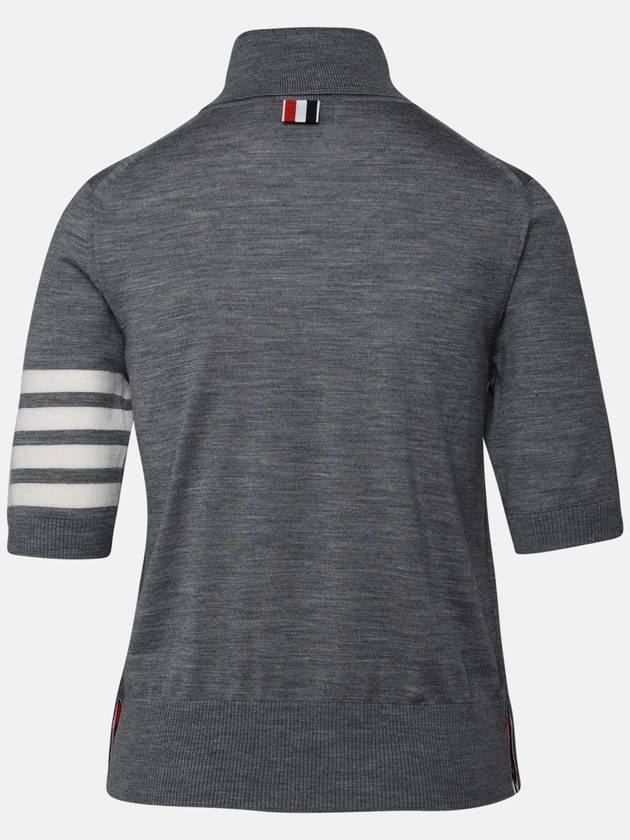 Fine Merino 4 Bar Relaxed Short Sleeve Turtleneck Grey - THOM BROWNE - BALAAN 4