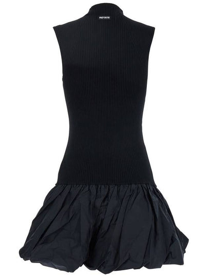 Black Racerback Dress With Puffed Skirt In Viscose Blend Woman - ROTATE - BALAAN 2