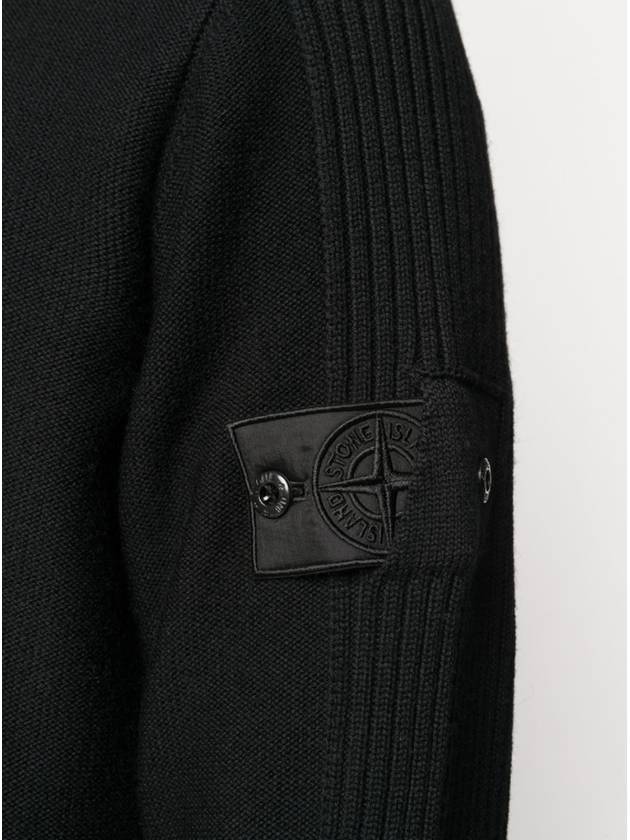 Men's Shadow Project Waffen Patch Hooded Ribbed Knit Top Black - STONE ISLAND - BALAAN 6