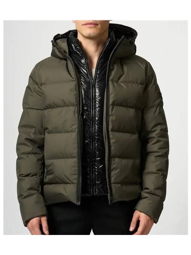 double front hooded down jacket khaki - FAY - BALAAN 1