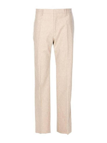 Slim Fit Tag Wool Straight Pants Beige - OFF WHITE - BALAAN 1