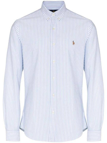 Embroidered Pony Logo Striped Long Sleeve Shirt White Light Blue - POLO RALPH LAUREN - BALAAN 1