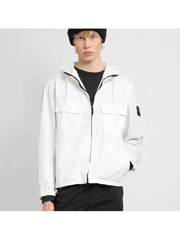 Cotton Twill Stretch Hooded Jacket White - STONE ISLAND - BALAAN 2