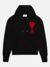 Big Heart Logo Wool Hoodie Black - AMI - BALAAN 2