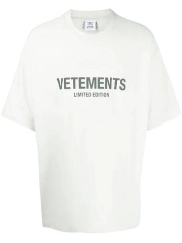 Logo Cotton Short Sleeve T-Shirt Cream - VETEMENTS - BALAAN 1