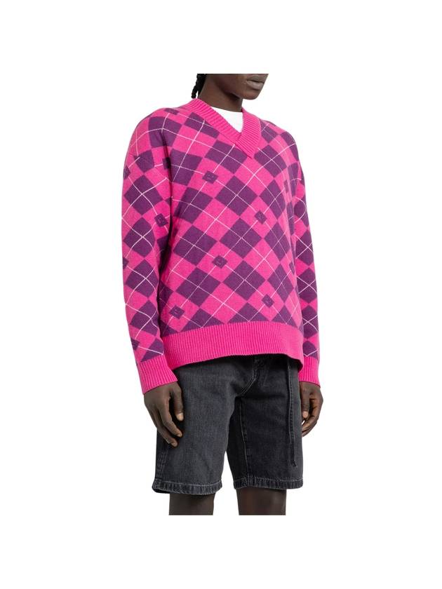 Jacquard Wool Knit Top Bright Pink - ACNE STUDIOS - BALAAN 1