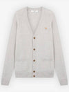 Baby Fox Patch V-neck Cardigan Light Grey - MAISON KITSUNE - BALAAN 2