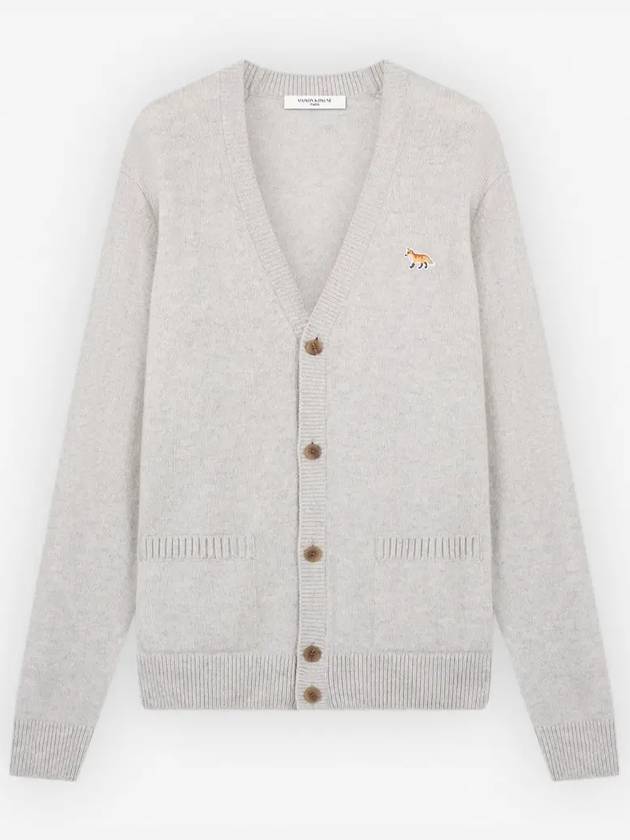 Baby Fox Patch V-neck Cardigan Light Grey - MAISON KITSUNE - BALAAN 2