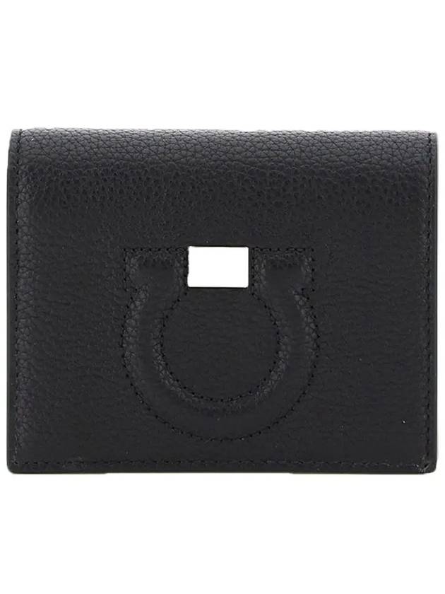 Gancini Logo Half Wallet Black - SALVATORE FERRAGAMO - BALAAN 3