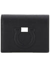 Gancini Logo Half Wallet Black - SALVATORE FERRAGAMO - BALAAN 3