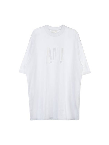 Logo Overfit Short Sleeve T-Shirt White - AMI - BALAAN 1