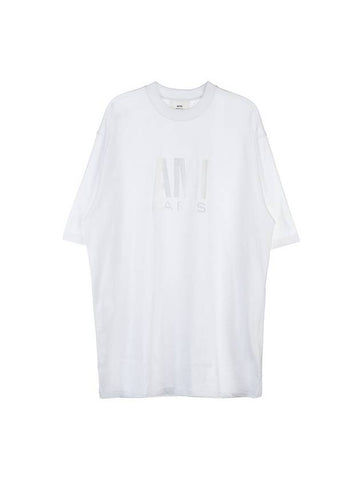 Logo Overfit Short Sleeve T-Shirt White - AMI - BALAAN 1