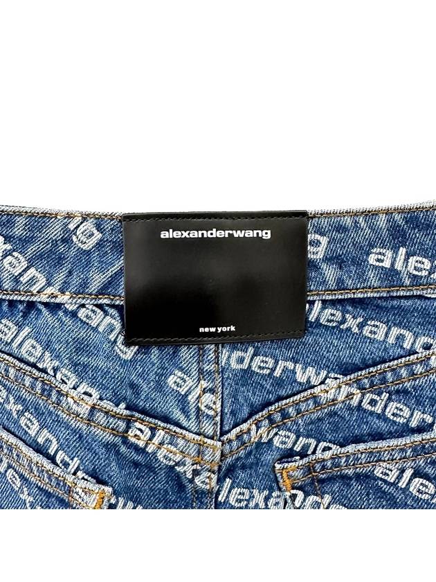 Byte Logo Monogram Denim Shorts Blue - ALEXANDER WANG - BALAAN 5