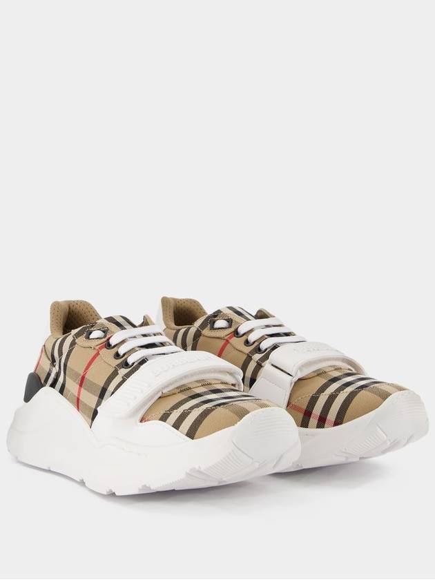 Vintage Check And Leather Sneakers White Archive Beige - BURBERRY - BALAAN 3