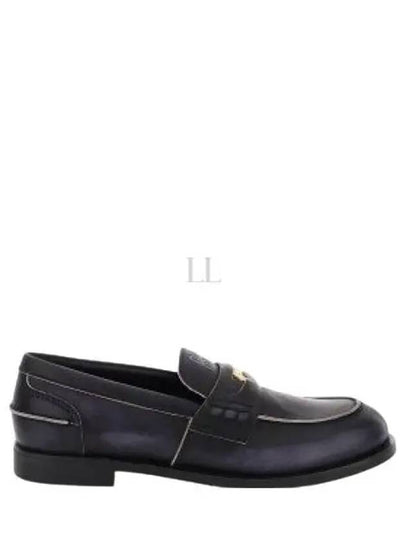 Vintage Effect Leather Penny Loafers Black - MIU MIU - BALAAN 2