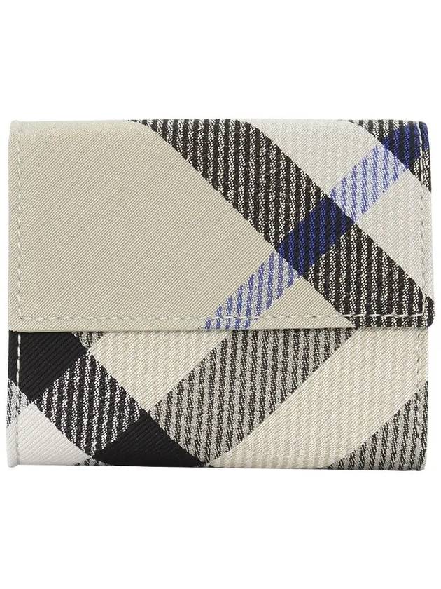 Checked Leather Half Wallet Beige - BURBERRY - BALAAN 4