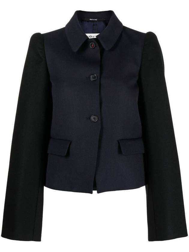 Women's Splice Wool Twill Jacket Navy - MAISON MARGIELA - BALAAN 2