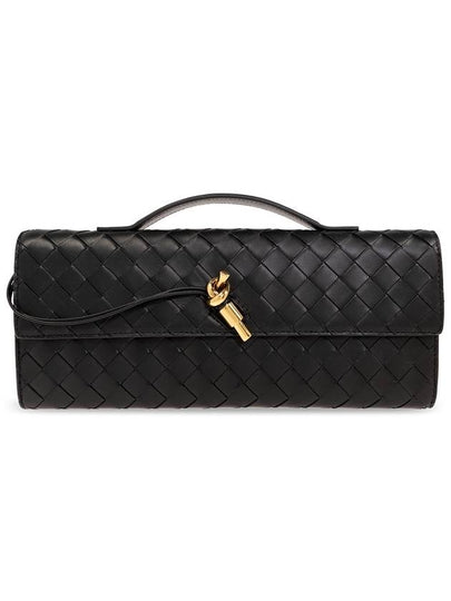 Andiamo Intrecciato Leather Clutch Bag Black - BOTTEGA VENETA - BALAAN 2