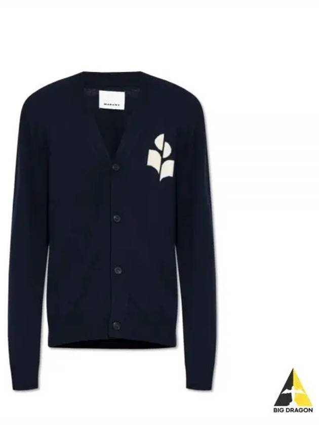 Men's Logo Intarsia Cardigan Navy - ISABEL MARANT - BALAAN 2