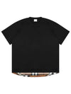 Back Check Panel Cotton Oversized Short Sleeve T-Shirt Black - BURBERRY - BALAAN 2