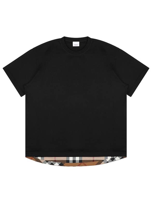 Back Check Panel Cotton Oversized Short Sleeve T-Shirt Black - BURBERRY - BALAAN 2