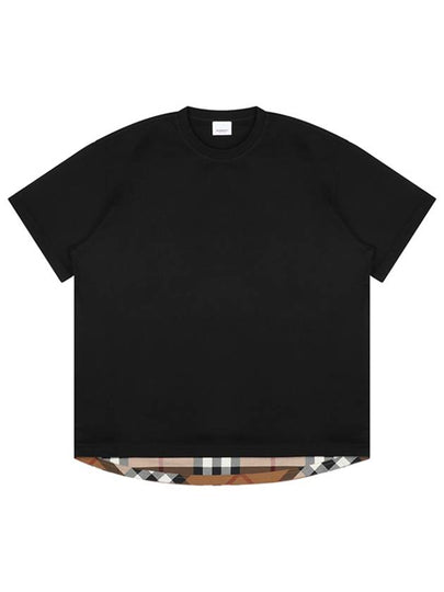 Back Check Panel Cotton Oversized Short Sleeve T-Shirt Black - BURBERRY - BALAAN 2