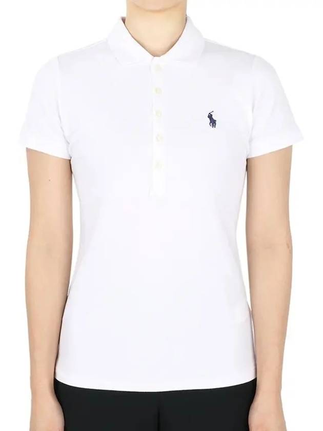 Women's Julie Embroidered Logo Short Sleeve Polo Shirt White - POLO RALPH LAUREN - BALAAN 3