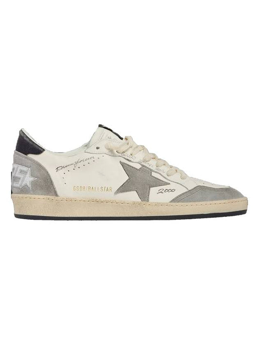 Ball Star Leather Low Top Sneakers Grey White - GOLDEN GOOSE - BALAAN 1