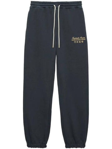 Fantastic Green Logo Print Jogging Track Pants Grey - MSGM - BALAAN 1